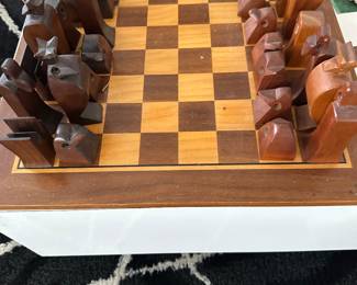 Vintage hand carved chess game 
