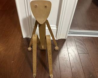 Metal Whimsical Sculpture of sitting figure
