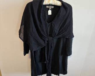 Flax Black Linen Dress S 