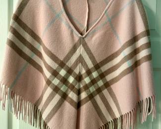 Burberry Plaid Fringe Poncho