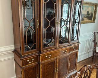 Beautiful Flame Mahogany Breakfront China Cabinet by Hickory Chair