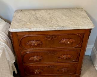 Antique Victorian Marble-Top 3-Drawer Chest

