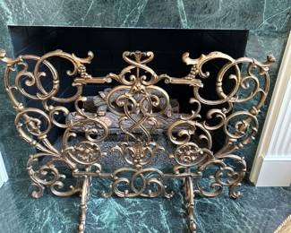 Ornate Cast Metal Fireplace Screen