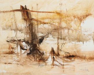 124
Gino Hollander
1924-2015
Three ships, 1969
Acrylic on canvas
Signed and dated lower right: 10-69 Gino Hollander
30" H x 40" W
Estimate: $400 - $600