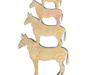 298
Pedro Friedeberg
b. 1936, Mexican
Stacked Zebra Maquette, 2013
Painted wood
Unsigned
9.625" H x 5.125" W x 1.75" D
Estimate: $500 - $700