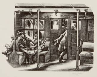 5
Jesús Escobedo
1918-1978, Mexican
Untitled, from the "New York Series," 1946
Lithograph on wove paper
Signed and dated in pencil in the lower margin, at right: Jesús Escobedo / 1946
Image: 8.875" H x 12" W; Sheet: 12.5" H x 19" W
Estimate: $400 - $600
