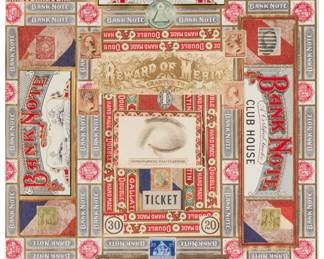 160
Felipe Jesus Consalvos
1891-1960, Cuban-American
"Astronomical Calculations"
Collage and mixed media on paper
Unsigned; titled on a gallery label affixed to the frame's backing paper
Sheet: 15.75" H x 12" W
Estimate: $2,000 - $3,000