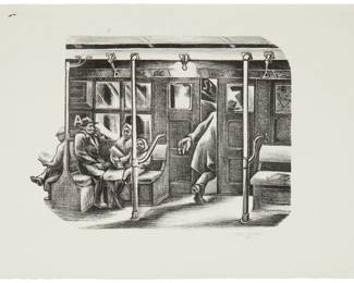 6
Jesús Escobedo
1918-1978, Mexican
Untitled, from the "New York Series," 1946
Lithograph on wove paper
Signed and dated in pencil in the lower margin, at right: Jesús Escobedo / 1946
Image: 8.875" H x 12" W; Sheet: 12.5" H x 19" W
Estimate: $300 - $500