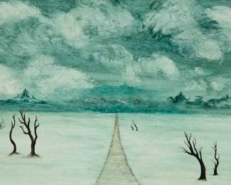 143
Sofia Bassi
1913-1997, Mexican
"Desolation," 1968
Oil on Masonite
Signed, inscribed, and dated lower right: ELC [En la cárcel] Bassi 1968; titled by repute; alternatively titled "Ruined Landscape"
7.75" H x 13" W
Estimate: $1,500 - $2,500
