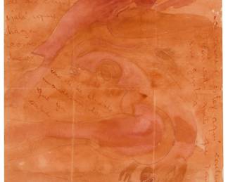 30
Francisco Toledo
1940-2019, Mexican
Untitled
Watercolor on a handwritten letter
Appears unsigned
Image/Sheet: 10.75" H x 8.5" W
Estimate: $2,000 - $3,000