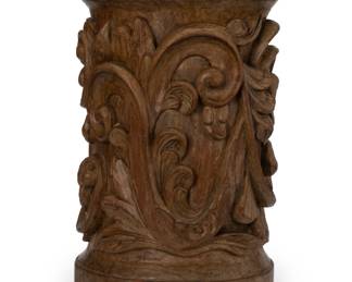 256
18th/19th century
A Spanish Colonial carved wood pedestal
With scrolled foliate motifs
15.5" H x 10.25" Dia.
Estimate: $300 - $500