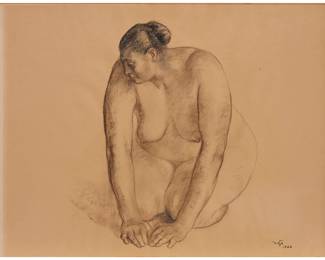 190
Francisco Zúñiga
1912-1998, Mexican
"Esperanza's Nude," 1966
Charcoal on cardstock
Signed and dated lower right: Zga / 1966
Sheet: 19.75" H x 25.75" W
Estimate: $1,000 - $1,500