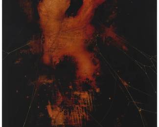 121
Babak Emanuel
b.1966
"Corporeal I: The Dance "
Ink, paraffin, oil, graphite, and collage on canvas
Signed, titled, and inscribed, all verso: Babak Emanuel / Corporeal I / The Dance / #EMACOR4260I
60.5" H x 42" W
Estimate: $2,000 - $3,000