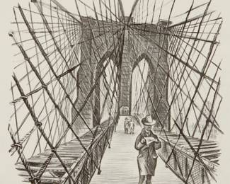 7
Jesús Escobedo
1918-1978, Mexican
Untitled, from the "New York Series," 1946
Lithograph on wove paper
Signed, dated, and inscribed in pencil in the lower margin, at right: Jesús Escobedo / "New York" / 1946
Image: 9.25" H x 10" W; Sheet: 12.5" H x 19" W
Estimate: $400 - $600