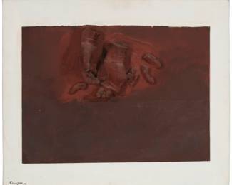 48
Rafael Canogar
b. 1935, Spanish
"Still Life," 1974
Polyester, fiberglass construction, and oil on wood panel mounted to canvas laid to panel
Signed and dated lower left: Canogar 74; signed and dated again, verso
23.75" H x 28.75" W x 7" D
Estimate: $2,500 - $3,500