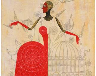 103
Carlos Estévez
b. 1969, Cuban
"Migraciones Pasionales," 2008
Oil and mixed media on canvas
Signed, dated, and inscribed lower left: Carlos Estévez / 2008 / "Miami"
66" H x 48" W
Estimate: $6,000 - $9,000