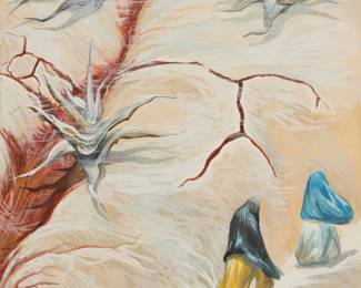 105
Guillermo Meza Álvarez
1917-1997, Mexican
"Camino al Pueblo"
Gouache on board
Signed and dated lower right: G. meza. a / Nov. 1947
Sight: 21" H x 16" W
Estimate: $3,000 - $5,000