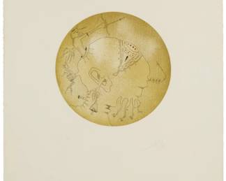 166
Joan Ponç
1927-1984, Spanish
"Amorfo," 1973
Etching in colors on Guarro paper
Edition: 14/75
Signed, dated, and numbered in the lower margin: Joan Ponç 73
Plate: 11.75" (Dia.); Sheet: 29.875" H x 22.25" W
Estimate: $300 - $500