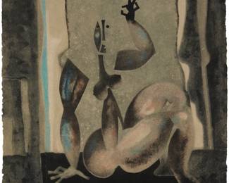 63
Byron Galvez
1941-2009, Mexican
"On Stage," 1989
Acryligraph on paper
Edition: 49/250
Signed and dated lower right: Byron 89
Image/Sheet: 33.75" H x 34" W
Estimate: $300 - $500