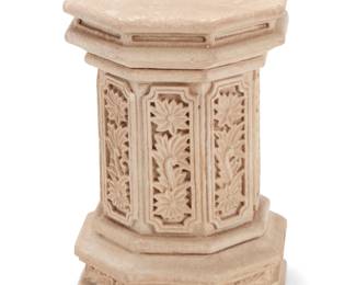 255
20th century
A stone columnar pedestal
The octagonal pedestal with floral motifs to each side
18.25" H x 13.25" W x 12.5" D
Estimate: $300 - $500