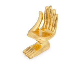 297
Pedro Friedeberg
b. 1936, Mexican
Mano Pie (Handfoot)
Gilded wood
Signed to the underside: Pedro Friedeberg
6.75" H x 4" W x 5.875" D
Estimate: $600 - $800