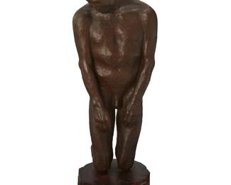 231
Francisco Zúñiga
1912-1998, Mexican
Hombre arrodillado (sin piernas), 1965
Patinated bronze on wood plinth
Edition: 4/5
Signed, dated, and numbered: Zuñiga / IV/V
Bronze: 24.25" H x 10" W x 8" D; Overall: 28.5" H x 10" W x 9" D
Estimate: $15,000 - $20,000