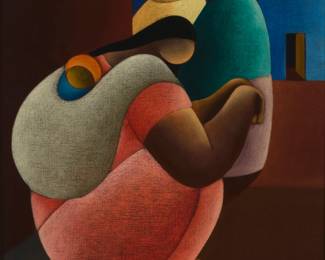 186
Victor Manuel Cancino
b. 1929, Mexican
Crouched figure
Oil on canvas
Signed lower right: Cancino
21.75" H x 18" W
Estimate: $300 - $500