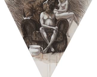 131
Victor Huerta Batista
b. 1972, Cuban
Untitled, 2002
Oil on canvas
Signed and dated at the lower left: V H Batista / 02
37" H x 38" W
Estimate: $400 - $600