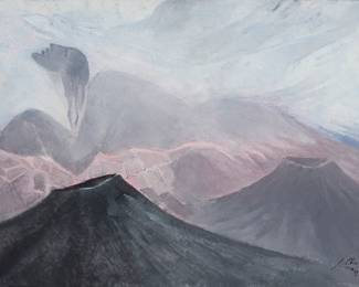 168
Julio Chico
b. 1947, Mexican
"Birth of the Eagle," 1989
Oil on canvas
Signed and dated lower right: J. Chico / 89; titled from the sales invoice
23.5" H x 33.5" W
Estimate: $2,000 - $3,000