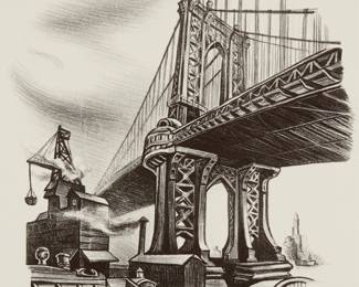 4
Jesús Escobedo
1918-1978, Mexican
Untitled, from the "New York Series," 1946
Lithograph on wove paper
Signed, dated, and inscribed in pencil in the lower margin, at right: Jesús Escobedo / 1946
Image: 10" H x 11" W; Sheet: 12.625" H x 19" W
Estimate: $400 - $600