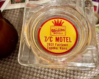 2 Vtg. Western Motels ashtrays - Topeka, Kans