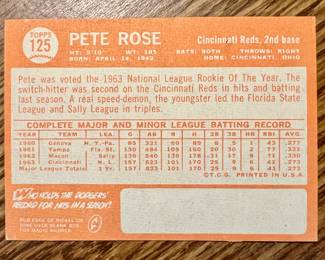 Topps #125 Pete Rose 2nd card - GREAT condition!