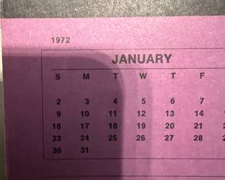 1972 Alice Cooper calendar