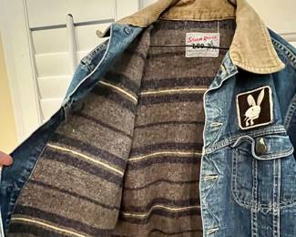 Vtg. Lee Storm Rider jean jacket with wool lining and Playboy Bunny patch