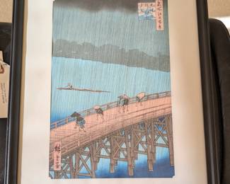 Sudden Shower at Ohashi Bridge, wood print by Hiroshige 