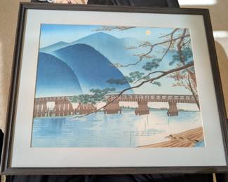 Togetsu Bridge by Tokuriki, wood block print
