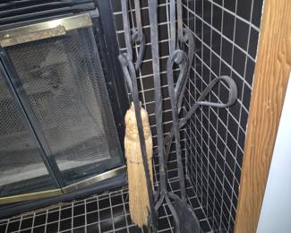 Wrought iron fireplace tool set
