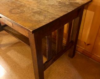 Side view of Mission oak desk