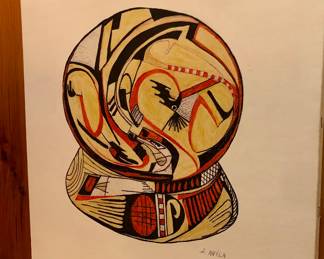 Painting by contemporary Mexican artist Joquina Avila (16” x 18”)