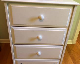 Painted 3-drawer chest (23”W, 17.5”D, 29”H)
