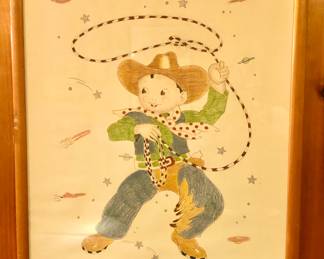 Original “Space Cowboy” drawing, circa 1980s (24” x 30” framed)
