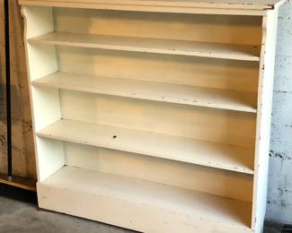 Painted wooden shelf (53”L, 11”D, 49.5”H)