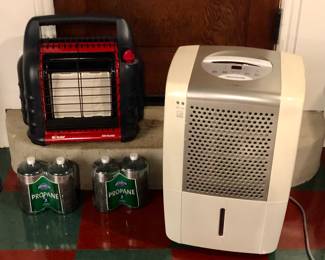 Mr. Heater “Big Buddy” propane heater, Frigidaire 70 pint dehumidifier