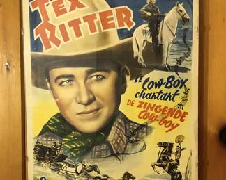Belgian WW2-era Tex Ritter movie poster "The Singing Cowboy" - in French (14" x 19")
