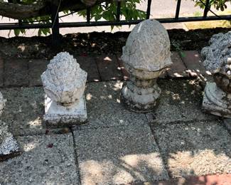 Cement garden ornaments (tallest is 15” tall)