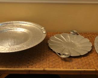 Vintage aluminum lazy susan & trays