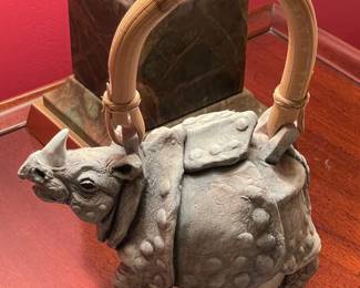 Handmade Pottery Rhino Teapot