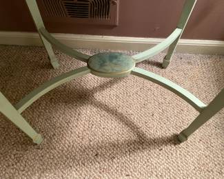 Green Hand Painted Oval Accent Wooden Table