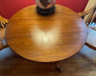 Country Round Wooden Table W/ 2 Arm Chairs Set
