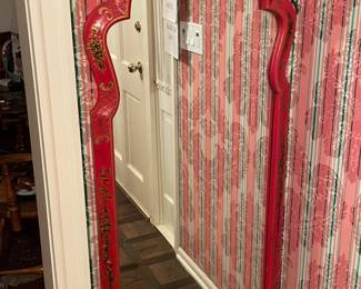 Asian Style Painted Wall Mirror